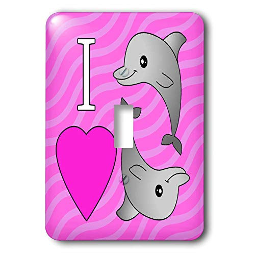 3dRose lsp_24728_1 I Love Dolphins Pink Toggle Switch  Multi-Color