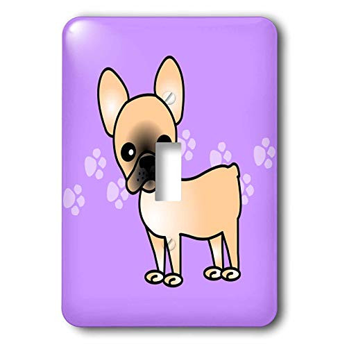 3dRose lsp_25345_1 Cute Masked Fawn Cream French Bulldog Pawprints Toggle Switch  Black Purple
