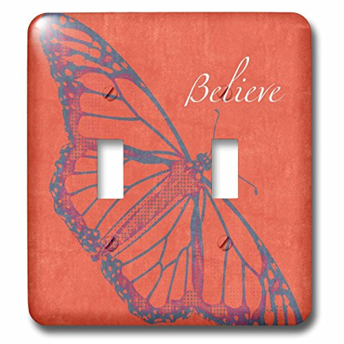 3dRose lsp_54425_2 Orange Believe Butterfly Toggle Switch
