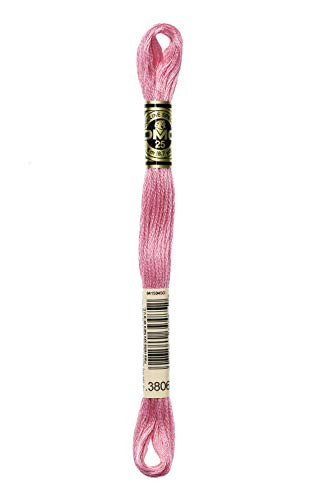 DMC 117-3806 Mouline Stranded Cotton Six Strand Embroidery Floss Thread  Light Cyclamen Pink  8.7-Yard