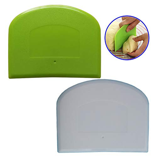 Huaxiangoh 2PCS Dough Scraper Bowl Scraper Food-safe Plastic Dough Cutter Flexible Plastic Scraper Cake Scraper Cake Smoother  Cake Icing Scraper Cake Smoother Scraper Cutters Smoother Tool Set