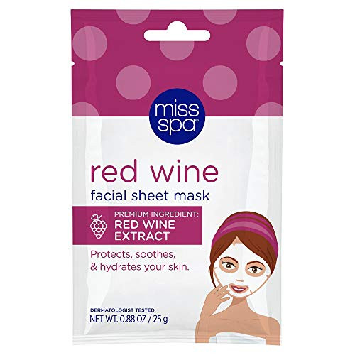 Unscented Miss Spa Red Wine Facial Sheet Mask
