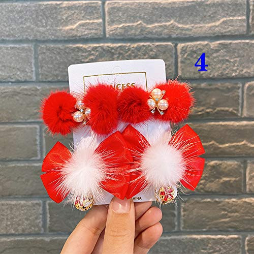 DAWEIF Chinese Style Ribbon Tassel Hair Clips Children New Year Hairpins BB Clip Kid Hanfu Headwear 4 red DAWEIF Chinese Style Ribbon Tassel Hair Clips Children New Year Hairpins BB Clip Kid Hanfu Headwear 4 red