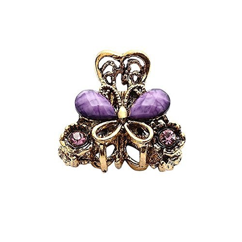 Hair pins gLoaSublim Women Vintage Butterfly Rhinestone Hair Claw Clip Headband Hairpin Headwear - Purple Hair pins gLoaSublim Women Vintage Butterfly Rhinestone Hair Claw Clip Headband Hairpin Headwear - Purple