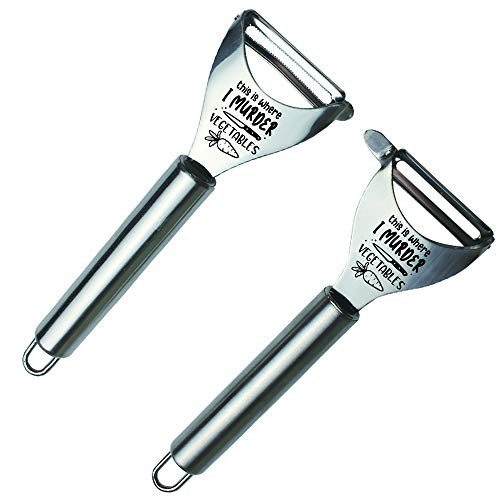 FOUR ORANGUTANS 2Pcs This Is Where I Murder Vegetable Funny Peeler  Premium Fruit and Potato Peeler for Kitchen  Premium Stainless Steel Y Shape Swivel Peelers for Veggie Potatoes  Carrot  Fruit