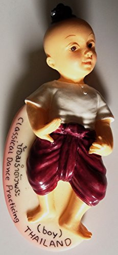 Classical Dance Practicing Boy Thailand Resin 3D fridge Refrigerator Thai Magnet Hand Made Craft.
