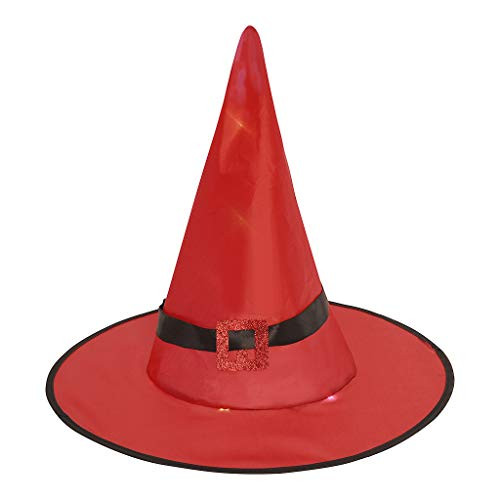 Fine Glowing Witch Hat Decorations Halloween Costume Cosplay Wicked Witch Accessory Adult Cosplay Party Props  Red