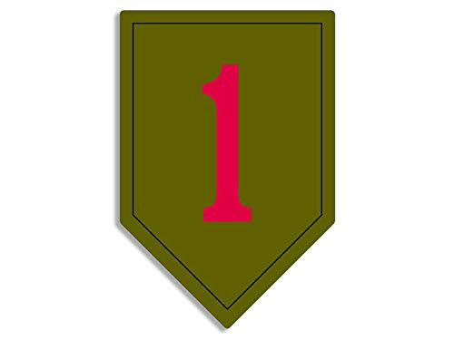 JR Studio 3x4 inch 1st Infantry Division Big Red 1 Shield Shaped Sticker - Army Seal SSI Vinyl Decal Sticker Car Waterproof Car Decal Bumper Sticker