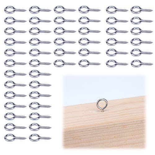 Muzata 316 Stainless Steel Eye Shape Screws  Heavy Duty Screw Eyes for Metal Hook  Wood Terminal Ring Eyelet Hooks  Hammock Stand  Self Tapping Screws  3 32x 7 8 Eye Bolt 50Pack  CN18 HN2