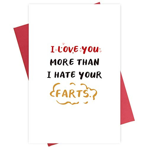 Funny Love Card  Cheeky Valentine's Day for Husband Boyfriend  I Love You More Than I Hate Your Farts