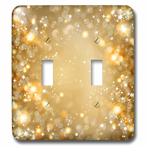 3D Rose LSP_222287_2 White and Faux Gold Sparkle Bokeh with Stars Double Toggle Switch 3D Rose LSP_222287_2 White and Faux Gold Sparkle Bokeh with Stars Double Toggle Switch
