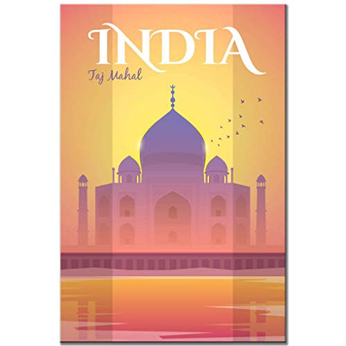 India fridge magnet Taj Mahal Vintage Poster Agra travel souvenir
