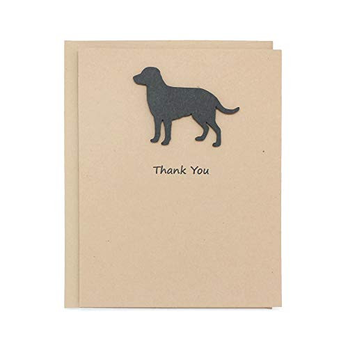 Black Labrador Retriever Thank You Card  Handmade Blank Inside  Black Dog Kraft Greeting Note Card