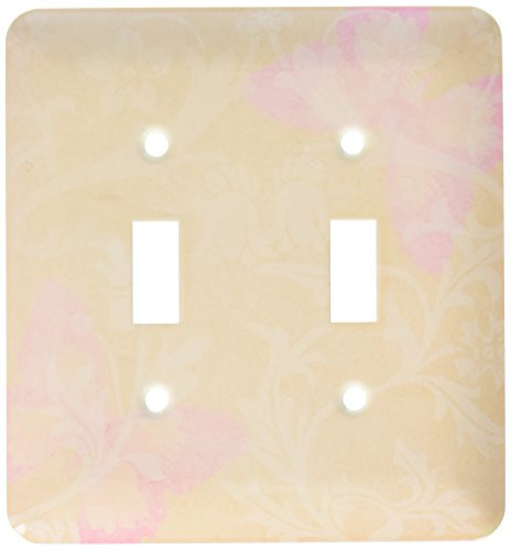3dRose lsp_47289_2 Pink Butterflies Vintage Floral Art Double Toggle Switch