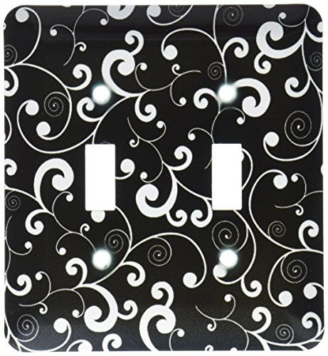 3dRose LLC lsp_110741_2 Elegant Black and White Scroll Design Double Toggle Switch