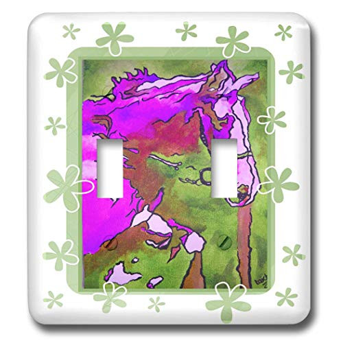 3dRose lsp_24941_2 Animal Horse Pink Double Toggle Switch