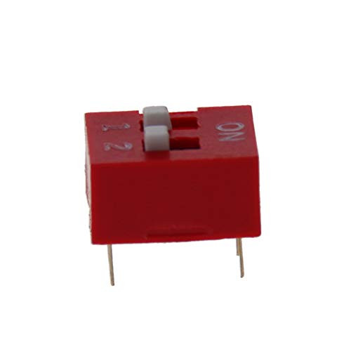 Fielect 3pcs Red DIP Switch Horizontal Toggle 1-2 Positions 2.54mm Pitch for Circuit Breadboards PCB