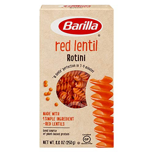 Barilla Red Lentil Rotini Pasta  8.8 Ounce - Plant Based Protein Pasta - Naturally Gluten Free Pasta - Red Lentil Pasta - Vegan Pasta