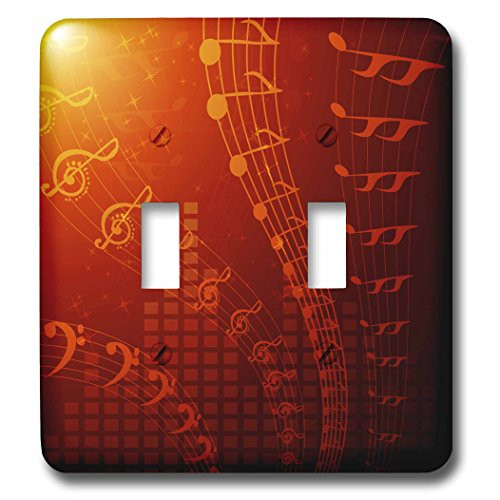 3dRose lsp_101605_2"Floating Musical Notes In Orange Double Toggle Switch  Multicolor