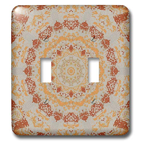 3dRose lsp_39437_2 Orange Rust Gray Kaleidoscope Pattern Double Toggle Switch