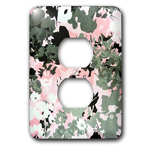 3dRose lsp_32039_6 Two Plug Outlet Cover  Pink Grey