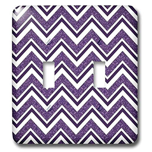 3dRose lsp_78331_2 New Generation Damask Patterned Chevron Stripes In Purple Double Toggle Switch