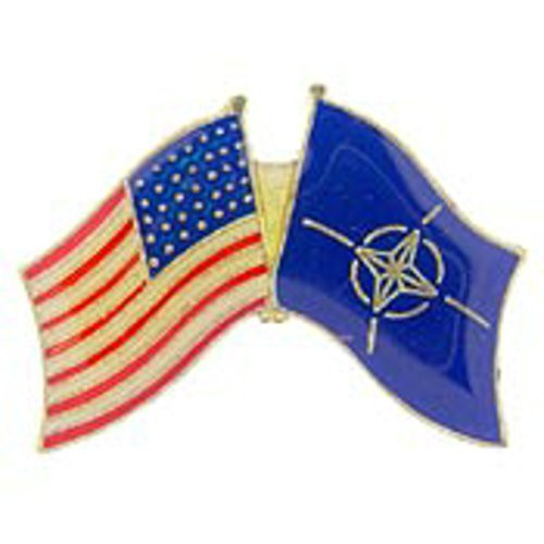 EagleEmblems P62967 Pin-USA NATO  Cross Flags   1.125''