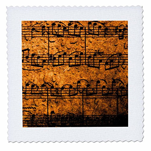 3dRose Musical Interlude in Orange-Quilt Square  8 by 8-inch  qs_5875_3
