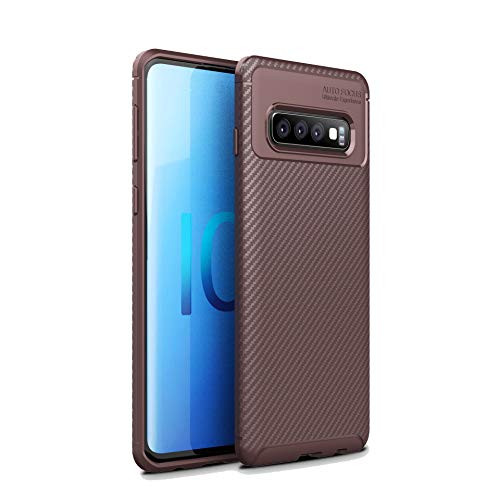 Cruzerlite Galaxy S10 Plus Case, Galaxy S10+ Case, Cruzerlite Carbon Fiber Texture Design Back Cover Ultra fit Anti-Scratch Shock Absorption Protective Cover for Samsung Galaxy S10 Plus (Coffee)