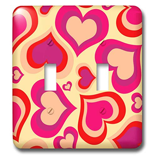 3dRose lsp_11224_2 Pink And Orange Hearts Double Toggle Switch