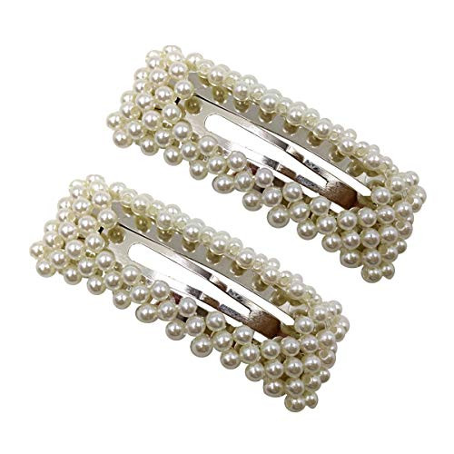 Numblartd 2Pcs Women Artificial Pearl Alloy Barrettes Hairgrip BB Hair Clips Pins - Fashion Simple Sweet Side Clamp Hairpin Hair Accessories for Wedding Bridal Rectangle - Silver Numblartd 2Pcs Women Artificial Pearl Alloy Barrettes Hairgrip BB Hair Clips Pins - Fashion Simple Sweet Side Clamp Hairpin Hair Accessories for Wedding Bridal Rectangle - Silver
