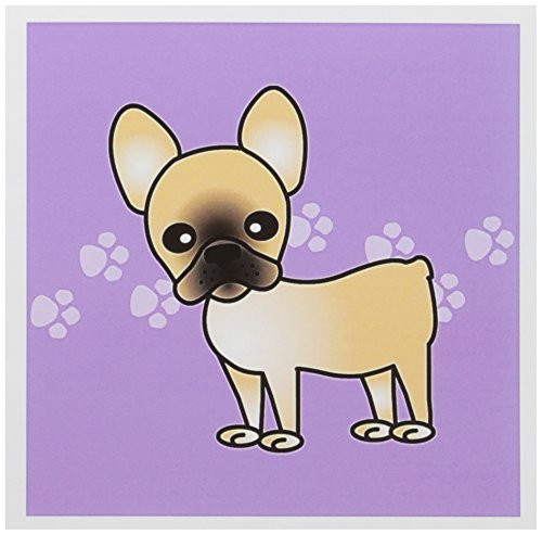 3dRose Cute Black Masked Fawn Cream French Bulldog Purple with Pawprints - Greeting Cards 6 x 6 inches set of 12 gc_25345_2 3dRose Cute Black Masked Fawn Cream French Bulldog Purple with Pawprints - Greeting Cards 6 x 6 inches set of 12 gc_25345_2
