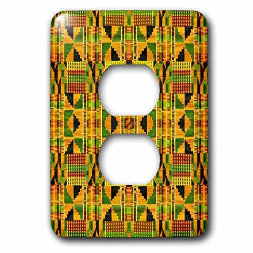 3dRose LSP_80673_6 African Pattern in Greens Reds n Golds Plug Outlet Cover, Multicolor