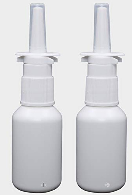 2-Pack 1 oz Nasal Spray Bottle Mist Sprayer - Empty Refillable White Plastic Spray Bottles - Reusable Nose Sprayer for Nasal Medications