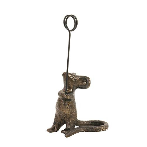 Creative Co-op DA6227-1 Cast Iron Mouse Card Holders with Distressed Finishes