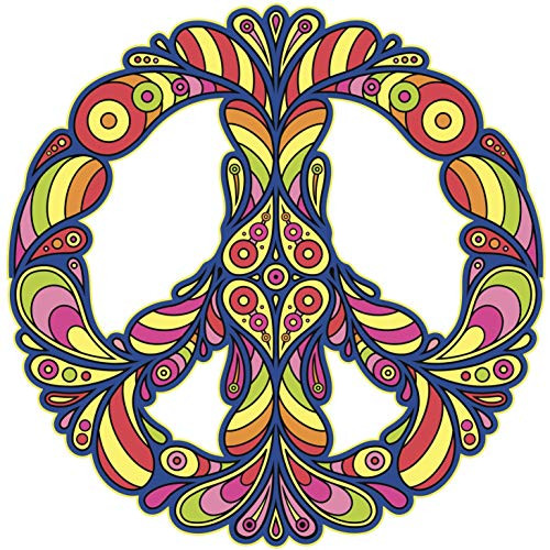 EW Designs Magnet Artistic Creative Colorful Flowing Peace Sign RED Orange Yellow Green Blue Purple Violet Pink White Magnetic Vinyl Magnet Bumper Sticker Two in One Pack  4 Inches Wide