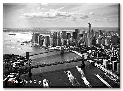 Airial View Downtown BW - New York City Photo Souvenir Refrigerator Magnet - NYC Fridge Magnet
