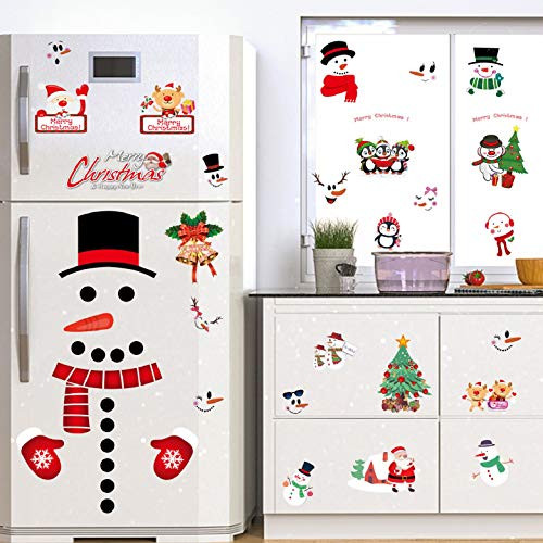 Christmas Window Stickers for Glass  Showcase Fridge Window Clings Xmas Decal for Party and Holiday  Christmas Decorations Ornaments with Santa Claus Reindeer Snowman Christmas Tree Elements