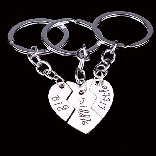SKINEAT Birthday Gift from Daughter - 3PCS Stainless Steel Mother Big Sis Little Sis Keychain Gifts Set for Mother's Day