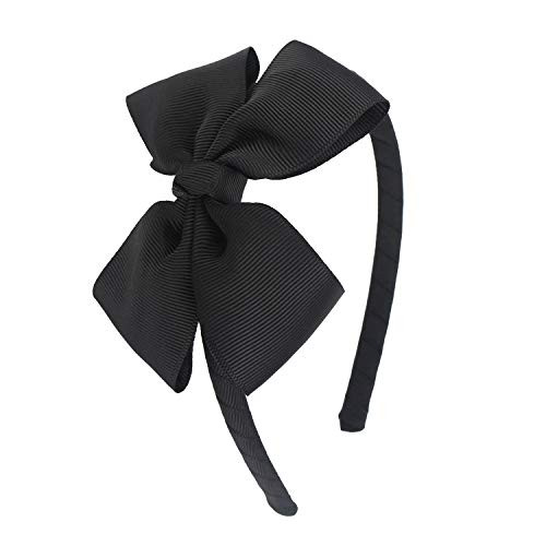 Midi Ribbon Fashion Black Bow Headband Bowknot Headband Big Bow Grosgrain Ribbon Hair Hoop Headband for Girls Toddlers Girls Kids Party Decoration Cosplay Costume Headwear Makeup Handmade Hair Band