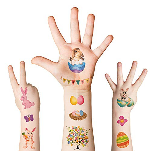 Easter Temporary Tattoos Stickers for Kids  Splonary 139 PCS Waterproof Easter Bunny Chicken Tattoo Stickers Party Decorations for Boys Girls Easter Basket Stuffers Party Favors