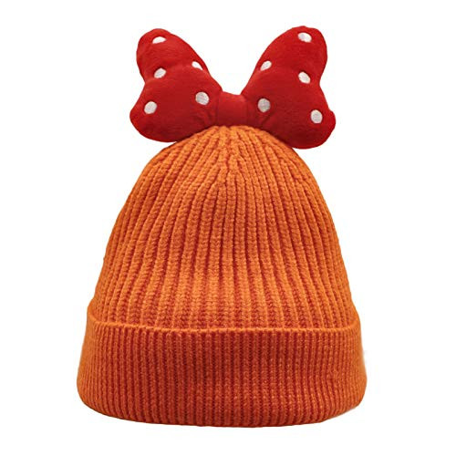 JasmineLi Kids Winter Knit Hat with Bowknot Lovely Beanie Soft Warm Girl Caps Orange