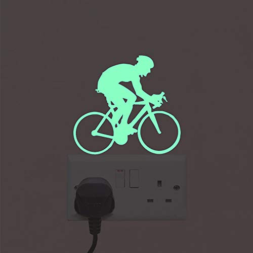 2pcs Luminous Light Switch Decals Glow in The Dark Sports Cycling Boy Wall Stickers Light Switch Decor Art Mural Paste