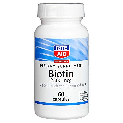 Rite Aid Pharmacy Biotin Supplement  2500 mcg - 60 Capsules  Hair  Skin and Nail Supplement