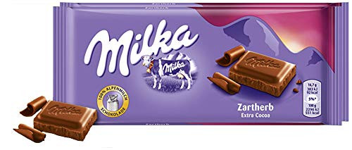 Milka Zartherb Dark Chocolate Bar Candy Alpenmilch Original German Chocolate 100g 3.52oz  Pack of 2