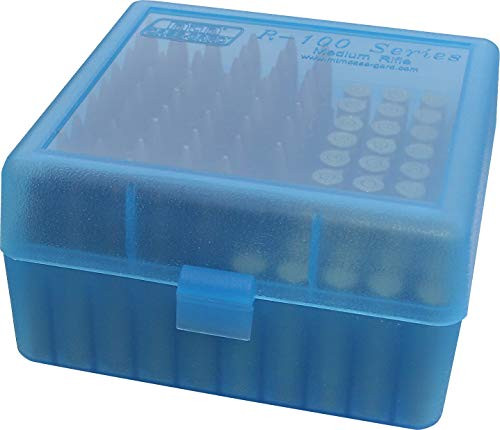 MTM Case-Gard RM-100 Series Medium Rifle Ammo Box  100 Round  Clear Blue