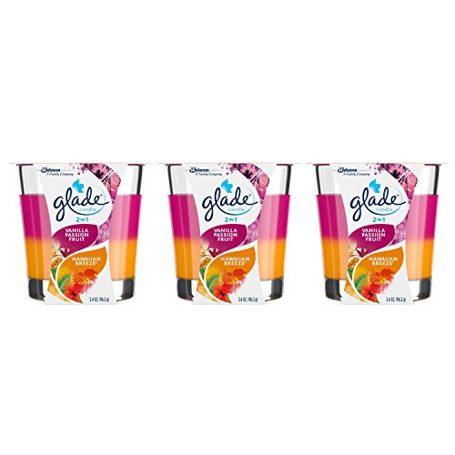 Glade 2 in 1 Jar Candle, Hawaiian Breeze and Vanilla Passion Fruit, 3.4 Ounce (Pack of 3)