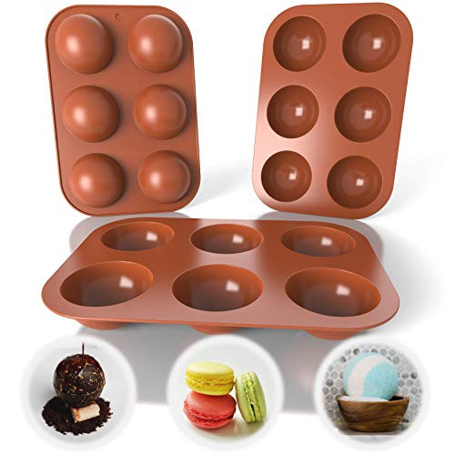 Chocolate Bomb Mold - 3pcs Silicone Molds for Baking with 6 Holes - Candy  and  Chocolate Molds for Dessert  Silicone Molds for Hot Chocolate Bombs Food- Semi Sphere Silicone Mold