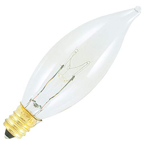 Bulbrite 493125 25CFC 25 2 25-Watt Incandescent Flame Tip CA8 Chandelier Bulb  Candelabra Base  Clear