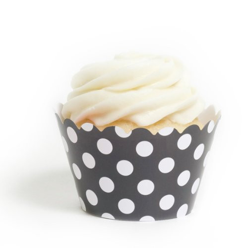 Dress My Cupcake Black Polka Dot Cupcake Wrappers  Set of 12